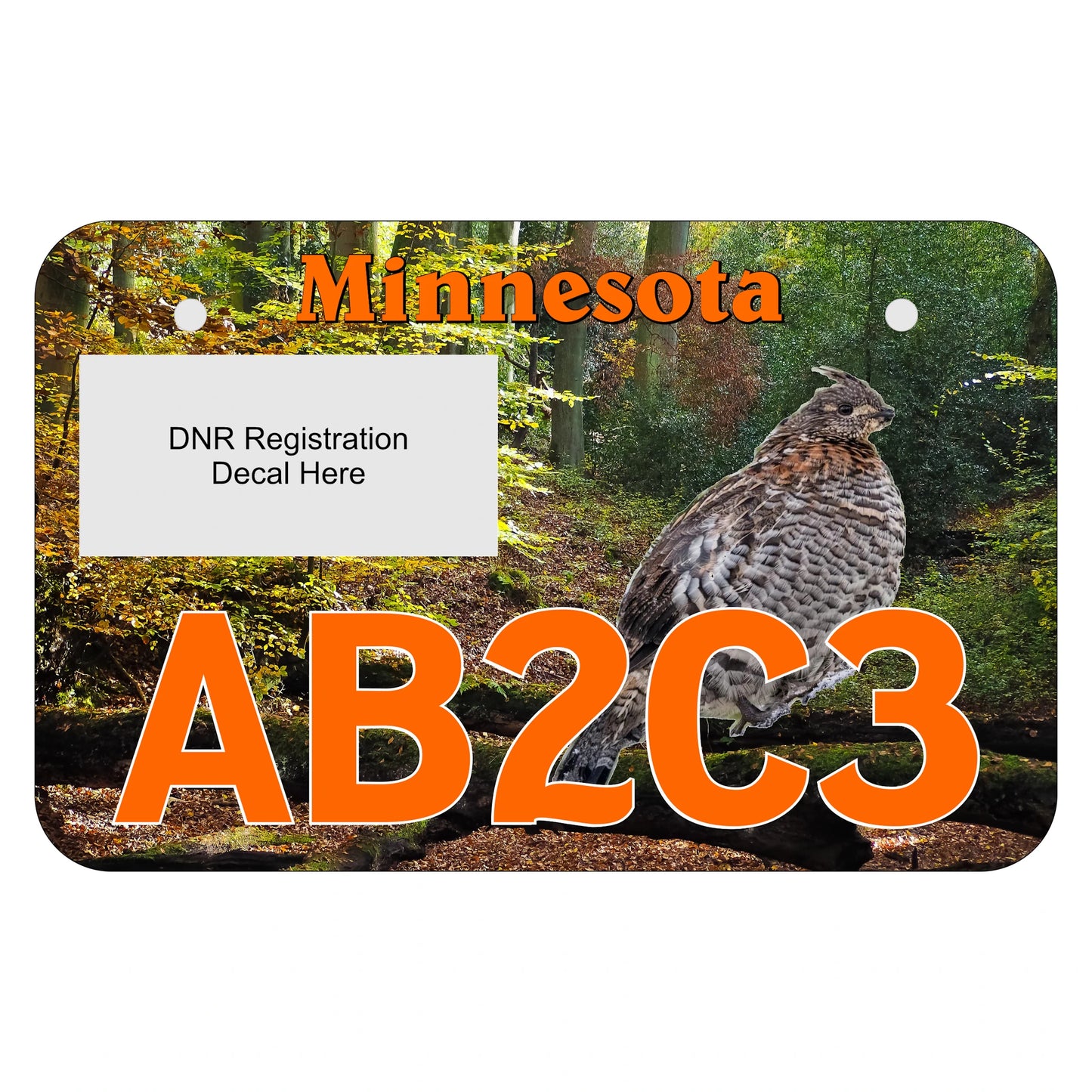 Ruffed Grouse Minnesota Metal ATV Plate