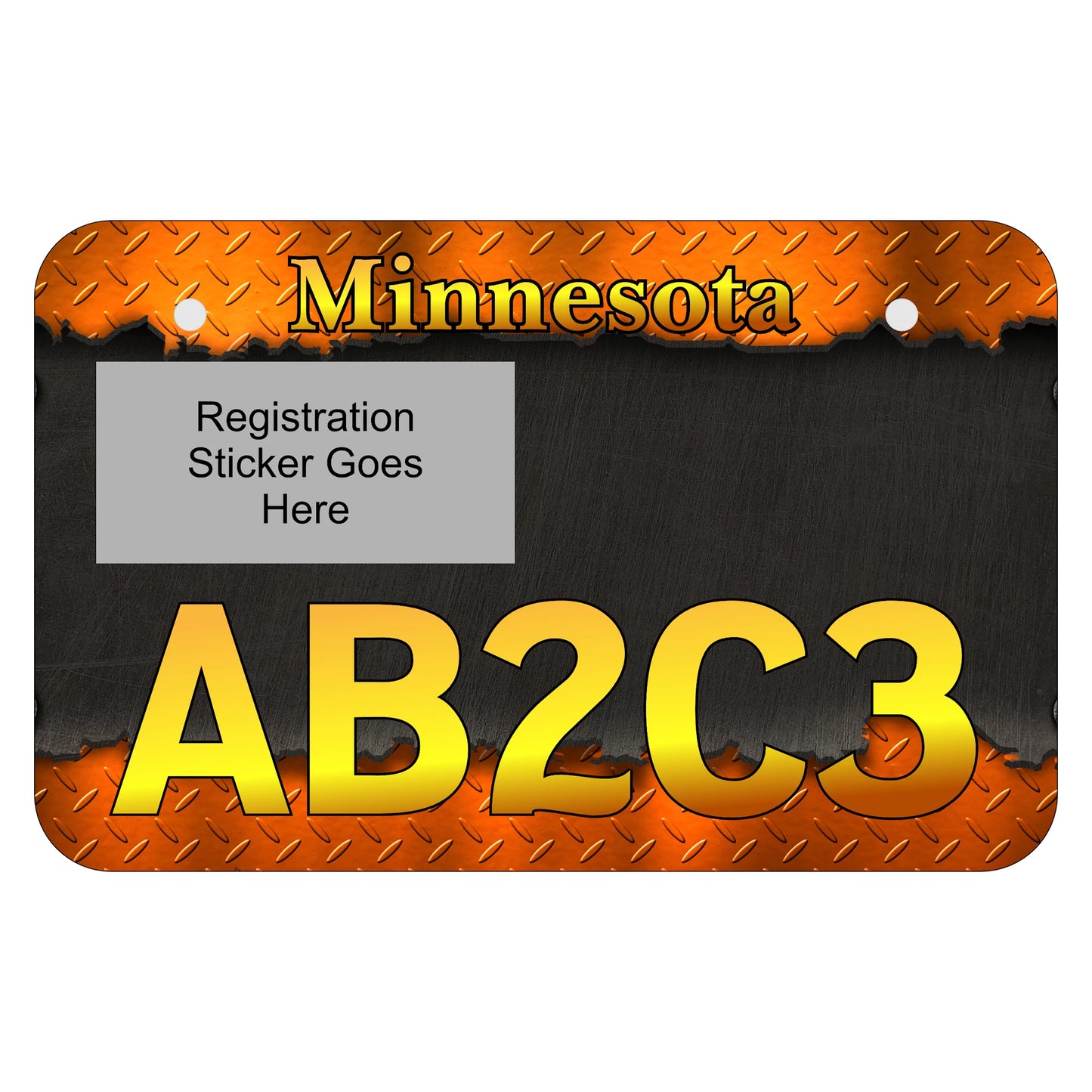 Orange Diamond Plate Minnesota ATV Plate