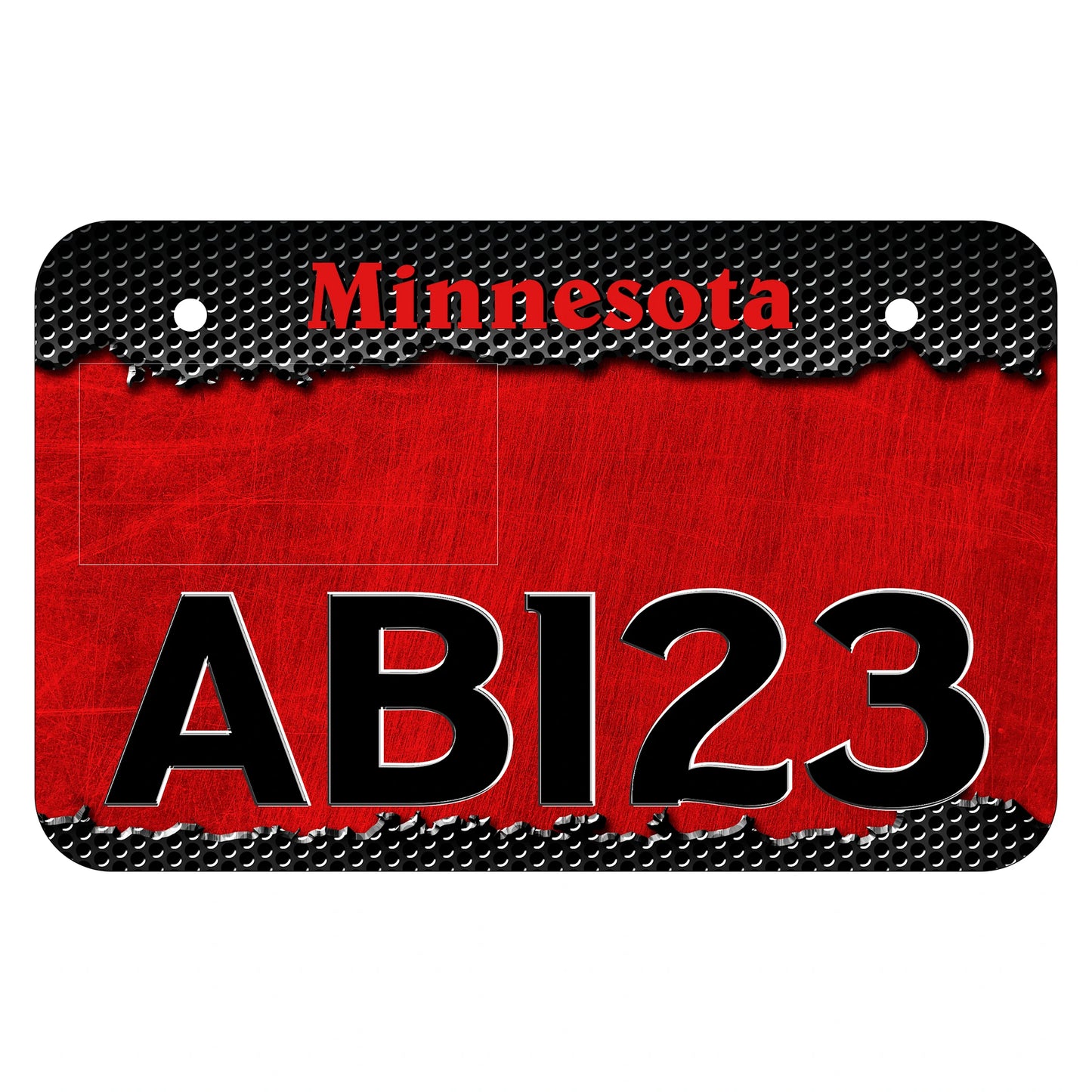 Minnesota ATV Plate Red Black Carbon Fiber Design