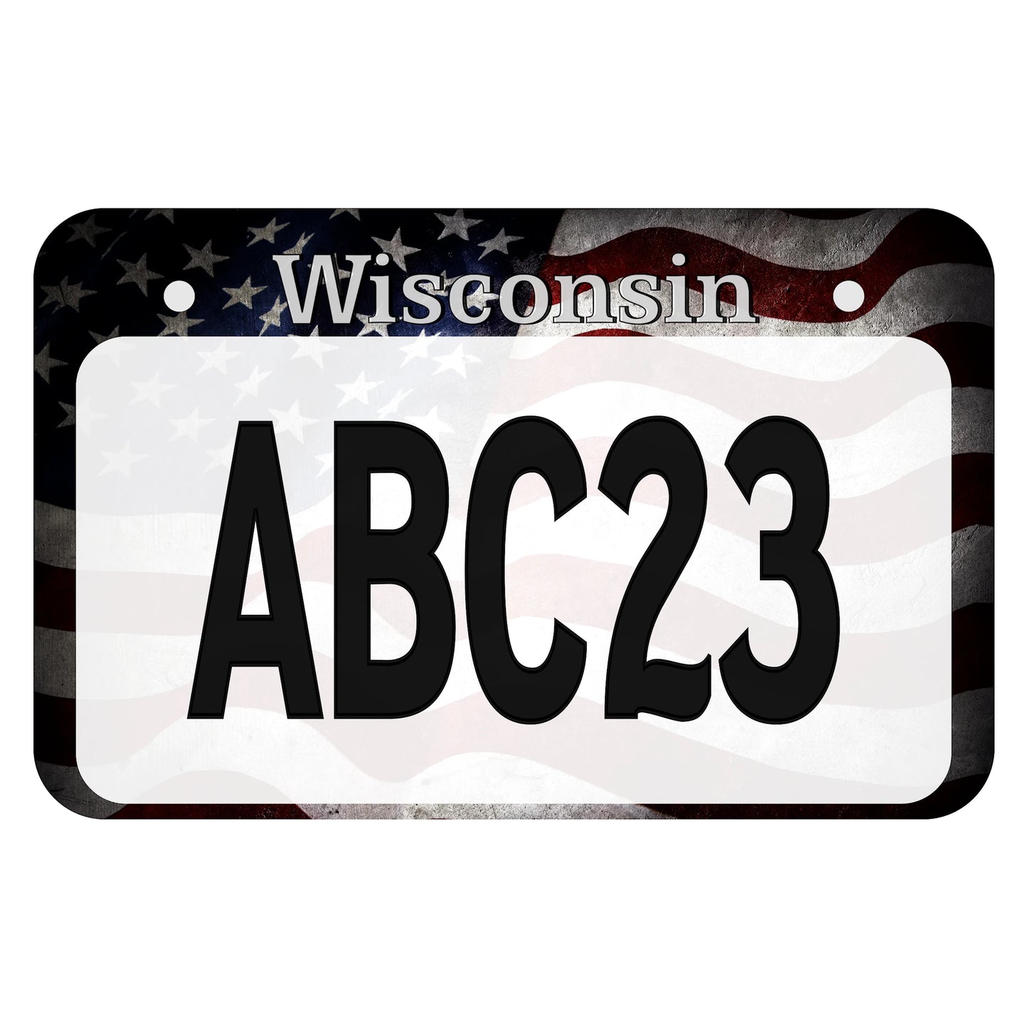 US Flag Wisconsin ATV License Plate