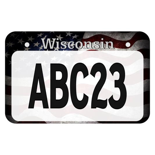 US Flag Wisconsin ATV License Plate