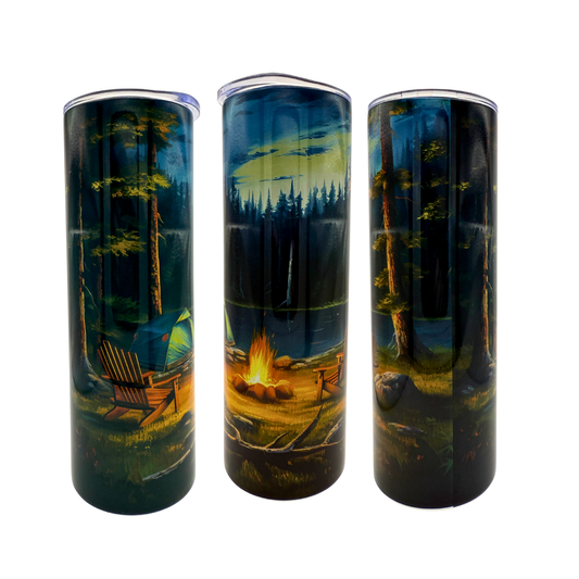 20 oz Skinny Tumbler - Campfire Scene