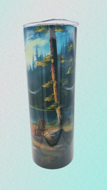 20 oz Skinny Tumbler - Campfire Scene