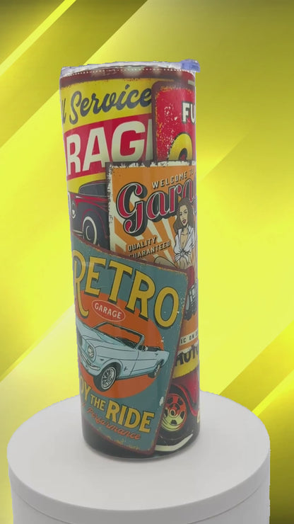 20 oz Skinny Tumbler - Retro Garage